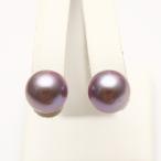 ショッピングパール 淡水真珠パールピアス　8.5-9.0mm　パープルカラー　K18製
