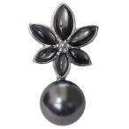 ブローチ 真珠ブローチ パールブローチ パール 真珠 ピンブローチ ブラックパール タヒチ黒蝶真珠 黒蝶貝 フラワー 花モチーフ プレゼント ギフト pu
