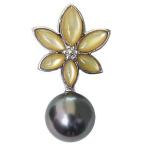 ブローチ 花 真珠ブローチ パールブローチ パール 真珠 ピンブローチ ブラックパール タヒチ黒蝶真珠 黄蝶貝 フラワー 花モチーフ プレゼント ギフト pu