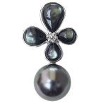 ブローチ 花 真珠ブローチ パールブローチ パール 真珠 ピンブローチ ブラックパール タヒチ黒蝶真珠 黒蝶貝 フラワー 花モチーフ プレゼント ギフト pu