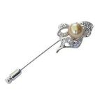 ブローチ パール ピンブローチ 兼用 クリッカー 南洋白蝶真珠 ゴールド系 10mm 真珠 ゴールデンパール 送料無料 花 フォーマル プレゼント ギフト pu