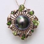 真珠ブローチタヒチ黒蝶真珠ヘッドペ...