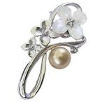 ブローチ 花 パール 真珠 3WAYブローチ ピンブローチ ゴールデンパール 南洋白蝶真珠 白蝶貝 花モチーフ 送料無料 フォーマル プレゼント ギフト 自分買い pu