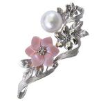 パール ブローチ パールブローチ 真珠ブローチ ３WAY ピンブローチ 南洋白蝶真珠 ピンク貝 花モチーフ 送料無料 フォーマル プレゼント ご褒美 自分買い pu