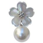 ブローチ 花 パール 真珠 ピンブローチ ラペルピン 南洋白蝶真珠 10mm 白蝶貝 フラワー 花モチーフ 送料無料 フォーマル プレゼント ギフト 自分買い pu