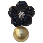 ブローチ 花 パール 真珠 ピンブローチ ラペルピン 南洋白蝶真珠 10mm 黒蝶貝 フラワー 花モチーフ 送料無料 フォーマル プレゼント ギフト 自分買い pu
