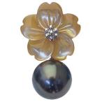 ブローチ 花 パール 真珠 ピンブローチ ラペルピン ブラックパール タヒチ黒蝶真珠 黄蝶貝 フラワー 花モチーフ 送料無料 プレゼント ギフト 自分買い pu