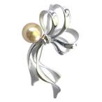 ブローチ 花 真珠パール 南洋白蝶真珠 ゴールド系 直径10mm リボン シルバー 送料無料 フォーマル プレゼント ギフト ご褒美 自分買い pu