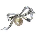 ブローチ 真珠 パールブローチ 南洋白蝶真珠 ゴールド系 直径10mm シルバー リボン ブローチ 送料無料 フォーマル プレゼント ギフト ご褒美 自分買い pu