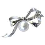 ブローチ 真珠 パールブローチ 南洋白蝶真珠 ホワイト系 直径10mm リボン シルバー ブローチ 送料無料 フォーマル 人気 プレゼント ギフト 自分買い pu