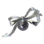 パール ブローチ タヒチ黒蝶真珠 グリーン系 直径10mm シルバー ブローチ リボン 送料無料 フォーマル 人気 プレゼント ギフト ご褒美 自分買い pu