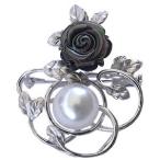 ブローチ 真珠 パールブローチ 兼 ペンダント 南洋白蝶真珠 ホワイト系 直径10mm バラ 黒蝶貝 シルバー 送料無料 フォーマル プレゼント ご褒美 自分買い pu