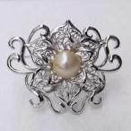 ブローチ南洋白蝶真珠シルバー11m...