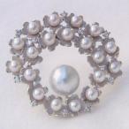 ブローチ 真珠 あこや本真珠 アコヤ南洋白蝶真珠 ダイヤモンド パール 3.5-4mm 10mm k ...