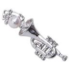 ブローチ トランペット 楽器 パールブローチブローチ ラペルピン タイニーピン ピンズ ピンブローチ パール 真珠 送料無料 プレゼント ギフト 自分買い