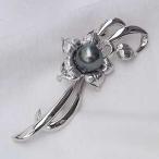 ブローチ 花 パールブローチ 真珠ブローチ ブラックパールブローチ 黒真珠ブローチ 真珠 パール シルバー 卒 送料無料 プレゼント ギフト ご褒美 自分買い pu