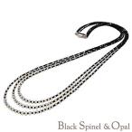 3連ネックレスオパールブラックスピ...