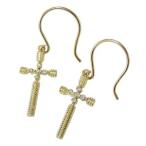 ダイヤモンドピアス クロスピアス ダイヤピアス k18 ゴールド 18金 フックピアス 0.04ct アメリカンピアス 十字架ピアス 送料無料 プレゼント ギフト pu