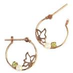 パール ピアス 18金 18k フープ ちょうちょ 蝶 k18 ピンクゴールド バタフライモチーフ ペリドット 淡水 3mm ゆれる 送料無料 プレゼント ギフト 自分買い pu