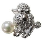 ブローチプードルのブローチ真珠ピン...