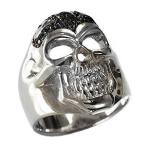 メンズリング スカルリング ブラックダイヤモンド スカル 指輪 リング メンズ 男性用 k18 ホワイトゴールド ドクロ 頭蓋骨 送料無料 プレゼント 自分買い pu