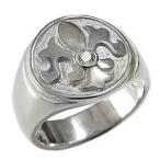 メンズリング メンズ指輪 男性用リング 男性用指輪 印台リング ユリの紋章 ゆり Lily キュービックジルコニア 男性用 送料無料 プレゼント ギフト pu