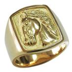 メンズリング 馬 ホース リング 指輪 印台リング ラッキーホース 地金リング メンズ 男性用 ゴールド 18金 k18 送料無料 プレゼント ギフト 自分買い pu