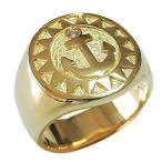 メンズリング マリーナリング 錨 イカリ ダイヤモンドリング 男性用 指輪 印台リング メンズ ゴールド 18金 k18 送料無料 プレゼント ギフト 自分買い pu