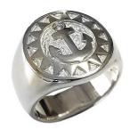 メンズリング マリーナリング 錨 イカリ ダイヤモンドリング 男性用 指輪 印台リング メンズ 18金 k18 ホワイトゴールド 送料無料 プレゼント ギフト pu