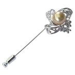 ブローチ 花 真珠パール 兼 ペンダント 南洋白蝶真珠 ゴールド系 10mm ピンブローチ ラペルピン 送料無料 フォーマル プレゼント ギフト ご褒美 自分買い pu