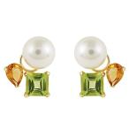 パール ピアス 18金 18k 真珠 ペリドット シトリン 真珠 イエローゴールド k18 マルチカラー 8月誕生石 11月誕生石 対応 送料無料 プレゼント ギフト pu