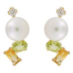 パール ピアス 18金 18k 真珠 ダイヤモンド ペリドット シトリン スタッド 真珠 イエローゴールド k18 送料無料 6月誕生石 プレゼント ギフト 自分買い pu