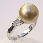 パール 指輪 真珠 リング 真珠 指輪 南洋白蝶 ダイヤモンド ライトイエロー系 11mm pt90 ...