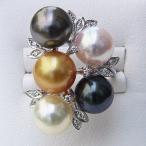 パールリング真珠リング指輪タヒチ黒...