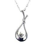 ネックレス ダイヤモンド ネックレス ダイヤ 0.10ct k18 18k 18金 ホワイトゴールド フラワー リボン ペンダント ユニセックス プレゼント ギフト pu