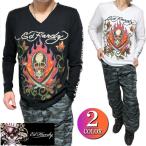 エドハーディー ed hardy Tシャツ ロンT メンズ 長袖 スカル/炎 Vネック