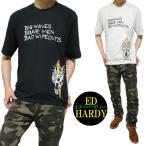 エドハーディー ed hardy Tシャツ スカルtシャツ メンズ ナイフ スカル ドクロ tシャツ プリント 半袖 正規ライセンス