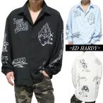 ショッピングhardy エドハーディー ed hardy シャツ 長袖 スカル/ラブキル ロゴ/総柄/プリント メンズ レディース オーバーサイズ ED HARDY