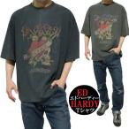 エドハーディー ed hardy Tシャツ 半袖 ビリヤード/スカル/ドクロ メンズ オーバーサイズ ブラック/チャコール