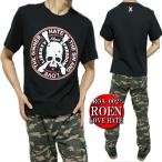 ROEN/ロエンTシャツ服芸能人メンズ半袖サークル/スカルドクロブラック