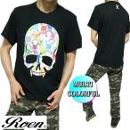 ROENロエンメンズTシャツ服芸能人半袖サークル/スカル/ドクロマルチ/カ...