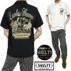 スカルドクロポロシャツメンズ半袖ボトルチェーンステッチバイカー刺繍シェルテ...