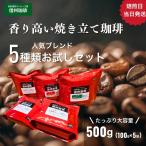 コーヒー コーヒー豆 珈琲 お試し お得 福袋 ブレンド 5種 100gx5 500g 送料無料 信州珈琲