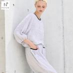 ナルエー パジャマ シャーリングダブルガーゼラインチェックセットアップ 上下セット ルームウェア 7分袖 9分丈 NARUE