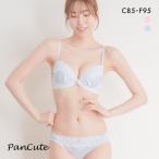 パンキュート プリーツチュールレース ブラセット CDEF80-95 脇寄せ 大きいサイズ グラマー 脇高 谷間 ブラジャー ショーツ PANCUTE