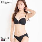 ショッピングD90 エレガント らくちんソフトワイヤー プリーツ×レース ブラセット CDEF80-95 グラマー アンダー大きいサイズ ブラジャー ショーツ