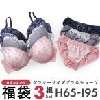 グラマーサイズ お買得 おまかせ ブラ＆ショーツ 3組セット Hカップ 大きいサイズ アンダー100まで 爆買