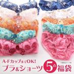 ショッピングブラジャー ブラジャー ショーツ 5点セット 福袋 おまかせ レース ABCDEFカップ グラマーサイズ