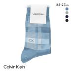 カルバン・クライン Calvin Klein CKロゴ クルー丈ソックス メンズ 靴下 カジュアル 紳士 綿混 メンズソックス チェック柄 25-27cm