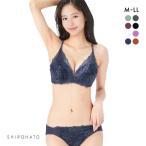 谷間 ノンワイヤー フラワーストレッチレ―ス ブラジャー ショーツ セット M L LL